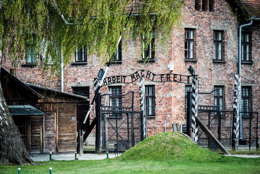 Gates to Auschwitz Birkenau Concentration Camp, Poland