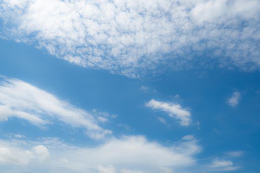 Beautiful blue sky and white clouds abstract background. Cloudscape background. Blue sky and fluffy white clouds on sunny day. Nature weather. Beautiful blue sky for happy day background. Summer sky.