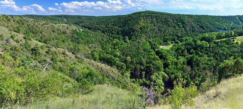 Beautiful summer landscape in the Czech Republic. Mohelen serpentine steppe in summer. (Mohelenska hadcova step)