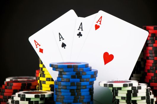 Poker chip isolated on black background