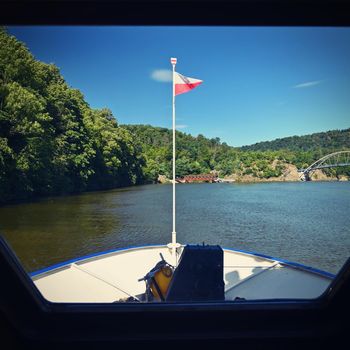 Brno Dam. Beautiful summer landscape in the Czech Republic. View from the cruise ship.