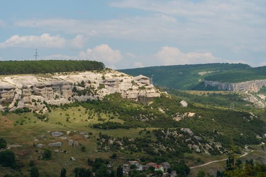 Bakhchisaray monastery town cave crimea assumption old tourism travel building, for religion nature from stone for city medieval, khan canyon. Outdoor jesus church,