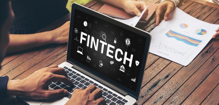 Fintech financial technology software for modish business to analyze marketing strategy