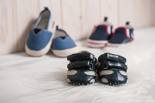 little blue shoes for baby with toys, baby clothing, baby accessories