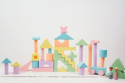 Wooden constructor for children. Colourful toys made of wood. Ecological material. Toys without the use of plastic. Zero waste toy.