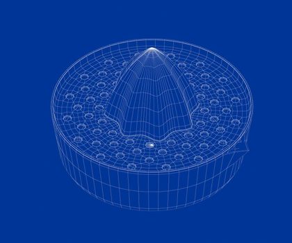 3D wire-frame model of citrus juicer