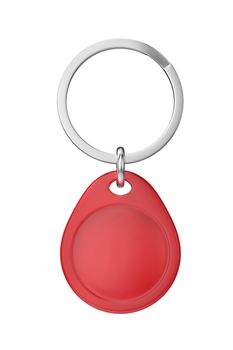 Red RFID key fob isolated on white background, front view