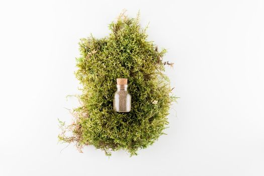 concept of ecological cosmetics without plastic with copy space on white background