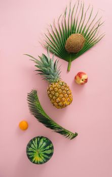 tropical fruits background with copy space. High quality photo