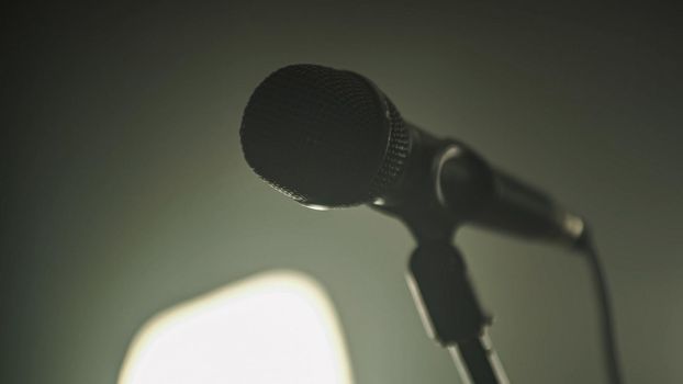 A microphone on stage live - Public performance voice concert music mic closeup