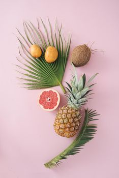tropical fruits background with copy space. High quality photo