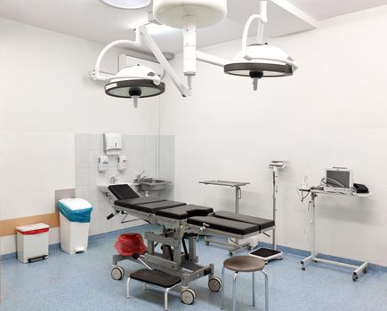 Interior of a sterile operating room in a hospital