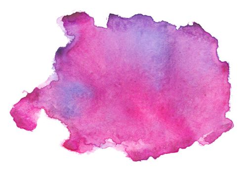 Abstract pink watercolor splash texture isolated on white background. Bright taffy paint stain drops. Abstract illustration, banner, poster for text, decoration element