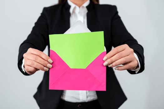 Businesswoman Holding Important Letter With Crucial Messages.