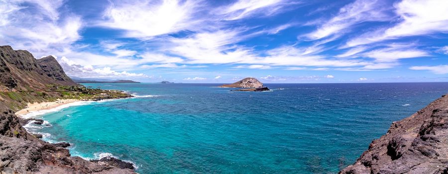 Makapuu Beach looking towards Waimanalo Bay on the Windward coast of Oahu, Hawaii.