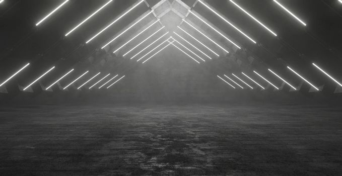 Celestial Alien Sci Fi Neon Glowing Lines Cyber Laser Lights Behind Glass Panels In Dark Grunge Cement Concrete Underground Tunnel Corridor Studio Hangar Dark Banner Background Wallpaper 3D Render