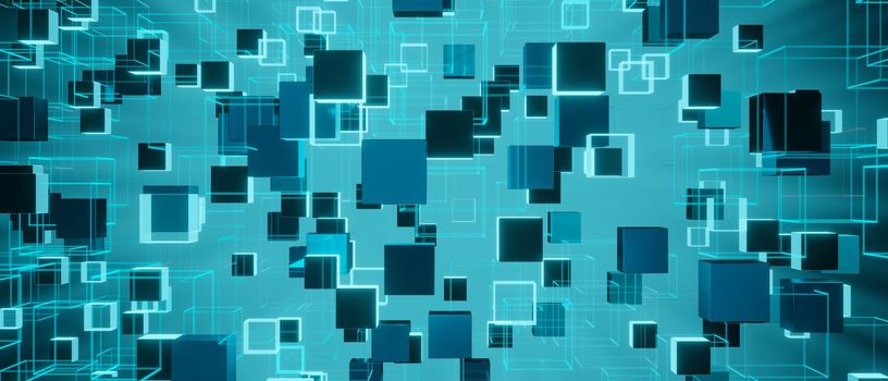 Abstract blue cubes 3d background wallpaper 3d rendering