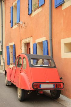 Classic French car on a street in the Provence