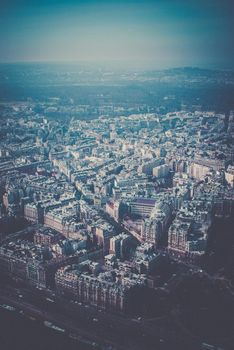 Paris cityscape seen from Eiffel Tower. Shooting Location: France, Paris