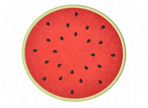 Half watermelon with isolated on white background 3d-rendering.