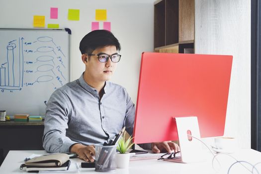 Work from home Company employees use their computers to work from home to prevent the coronavirus from meeting outsiders