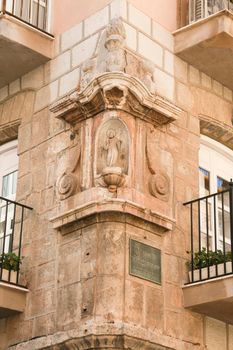 Cartagena, Murcia, Spain- July 18, 2022: Beautiful facade of antique house of the Duke of Najera in Cartagena