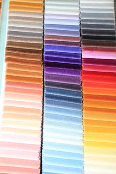 Fabric swatches in an interior decoration shop