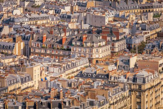 Montmartre parisian roofs details at sunrise Paris, France
