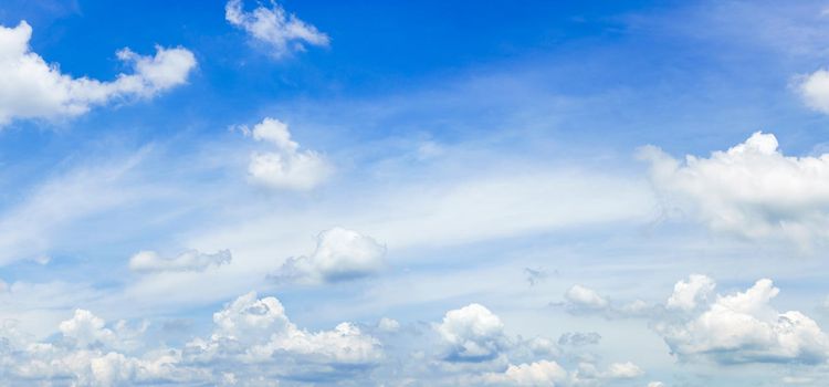 Panorama fluffy clouds in the blue sky, Panoramic fluffy clouds against blue sky