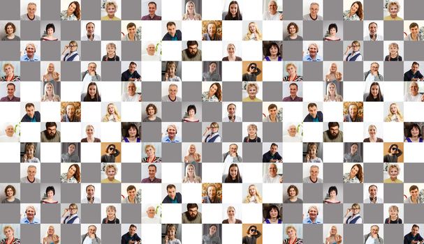 Set of various people expressing positive emotions. High quality photo