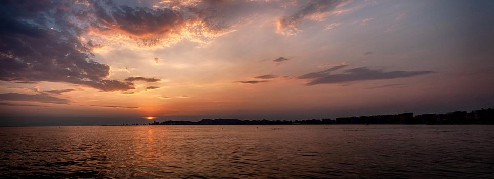 Sunset in Durres Port view. Albania 2019