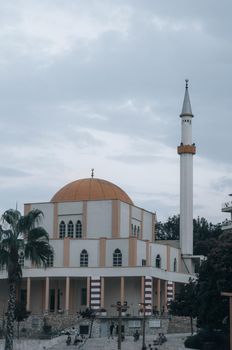 Albania, Durres September 2 2019: Great Mosque of Durres (or Grand Mosque of Durres, Fatih Mosque) in Durres town,