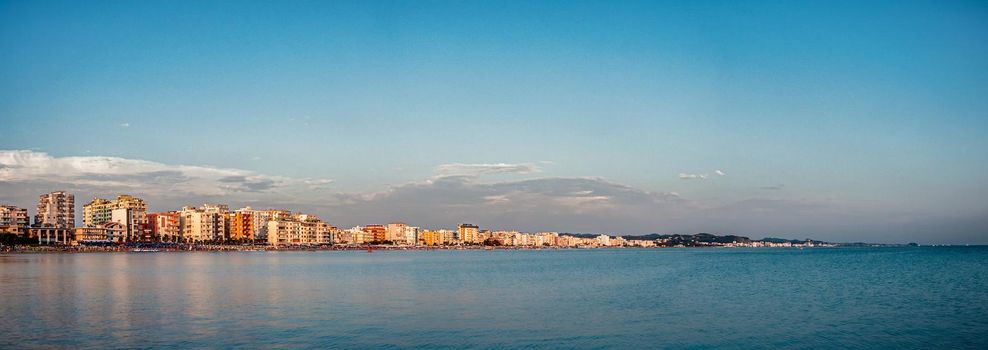 Durres public beach panorame. Albania 2019