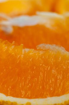 Close-up sliced orange fruit macro photography