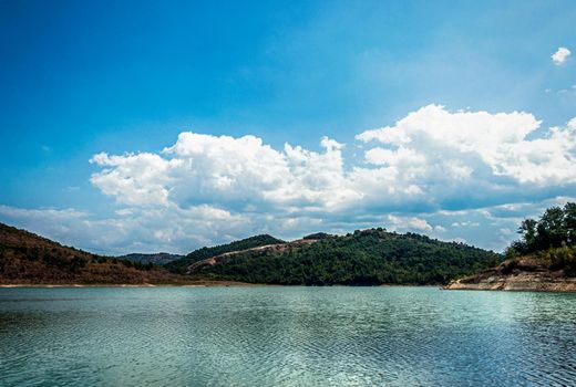 Mountain lake "Liqeni i Dursit" near Durres Albania 2019