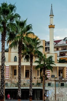 Durres town, Albania - 03 September 2019: Great Mosque of Durres (or Grand Mosque of Durres, Fatih Mosque)