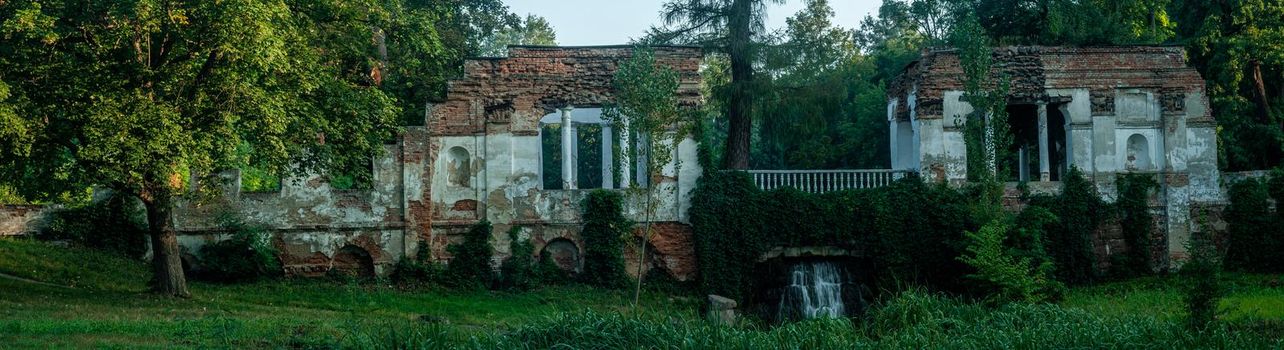 Waterfall Ruines in Alexandria Park in Bila Tserkva Ukraine 2019