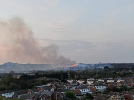 A dangerous wildfire spreading on Canford Heath in POOLE in Dorset UK in 2022