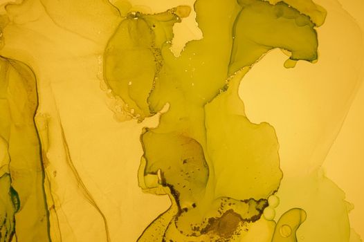 Gold Fluid Art. Liquid Abstract Illustration. Alcohol Ink Print. Marble Paint. Fluid Art. Grunge Wave Wallpaper. Yellow Contemporary Splash. Glitter Acrylic Oil Background. Liquid Fluid Art.