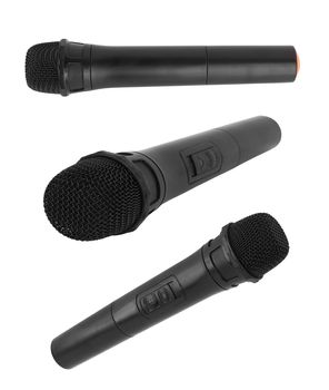 Black microphone isolated on a white background