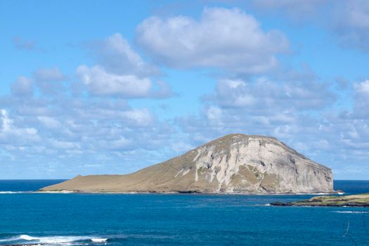 Manana Island located on the Windward side of O'ahu, north of Makapu'u Point. The shape of the island actually resembles a rabbit the island.  Island is a seabird sanctuary.