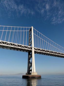 Tower of Bay Bridge on San Francisco Side on a clear day.