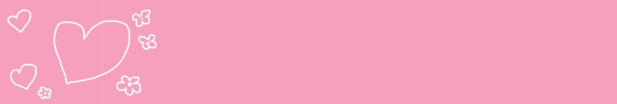 Panorama of white painted hearts on a pink background.The concept of love.