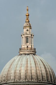 Closeup photo of tower roof on St Paul's Cathedral in London.