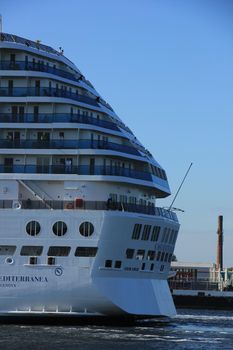 Velsen, The Netherlands - May, 30th 2017: Costa Mediterranea on North Sea Channel, detail