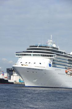 Velsen, The Netherlands - May, 30th 2017: Costa Mediterranea on North Sea Channel towards North Sea