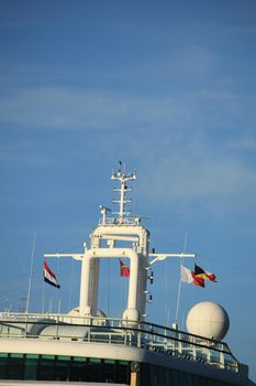 Velsen, The Netherlands - May, 31st 2017: Aurora P&O Cruises on North Sea Channel, detail of ship