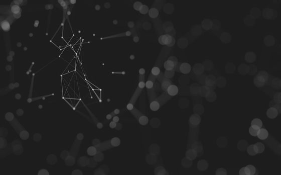 Abstract background. Molecules technology with polygonal shapes, connecting dots and lines. Connection structure. Big data visualization. 