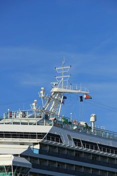 Velsen, The Netherlands - May, 31st 2017: Costa Magica on North Sea Channel, detail of ship