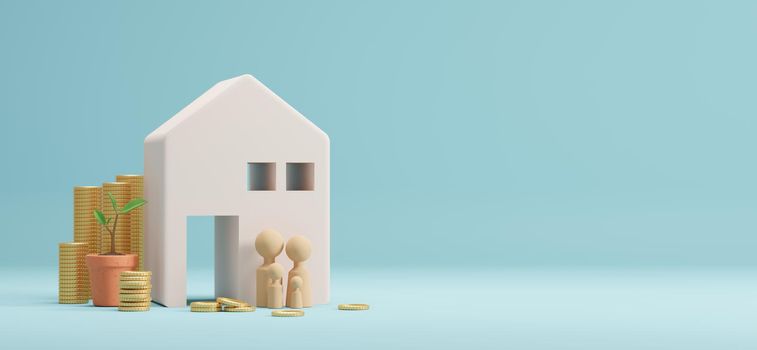 Savings money for a house 3D render